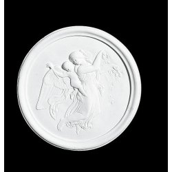  Gips Relief - Engel med Barn p� ryg 37 cm, v�gdekoration