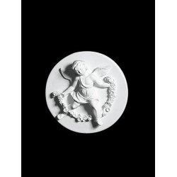 Gips Relief - Engle med Blomsterkrans 20 cm, v�gdekoration